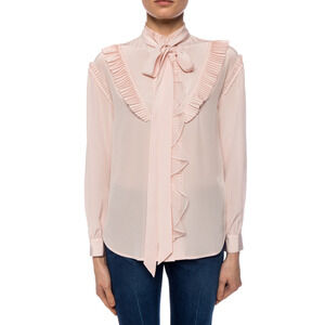 Coach Silk Ruffle Top Tie Neck Pink Size US 4